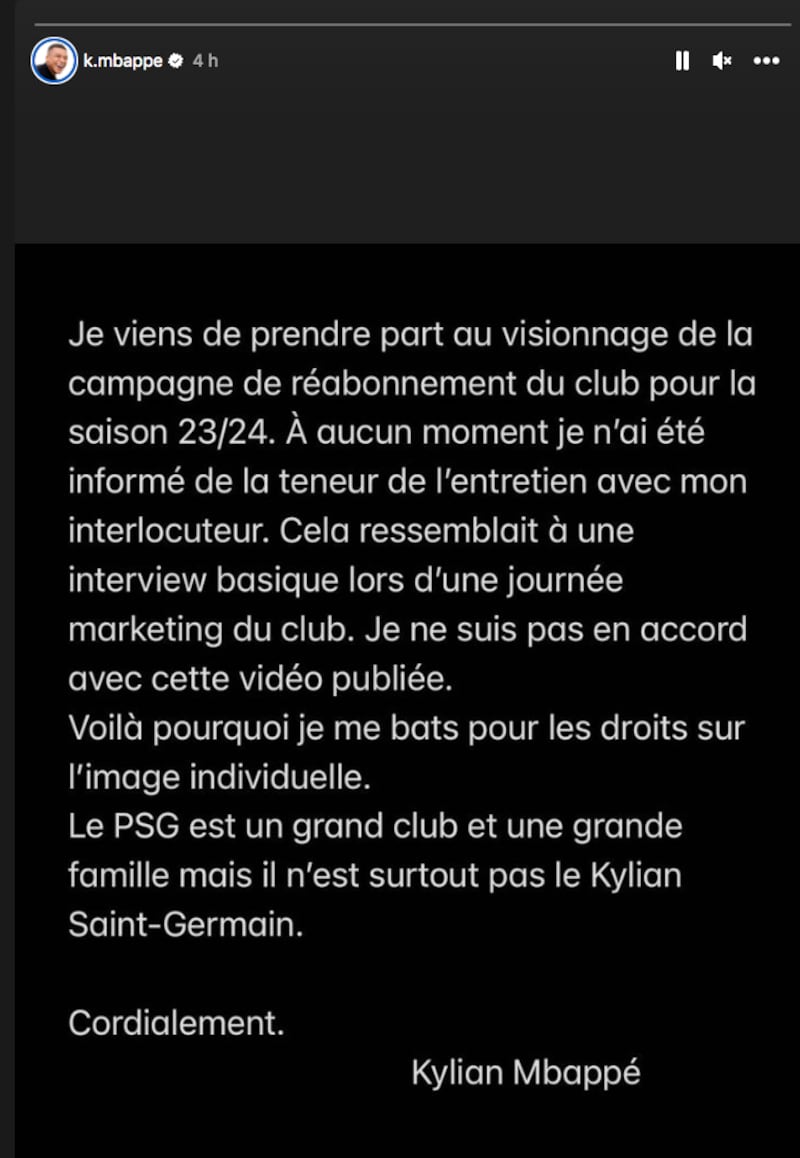 Estalló la guerra entre Mbappé y el PSG por un video: "Lucho por los derechos de imagen individuales"